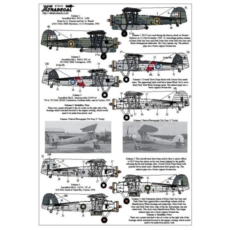 Decal Fairey Swordfish Mk.I/Mk.II/Mk.III Part 1 (8) 4A 815 NAS Lt.Cdr K. Williamson HMS Illustrious Taranto 11/12 November 1940;