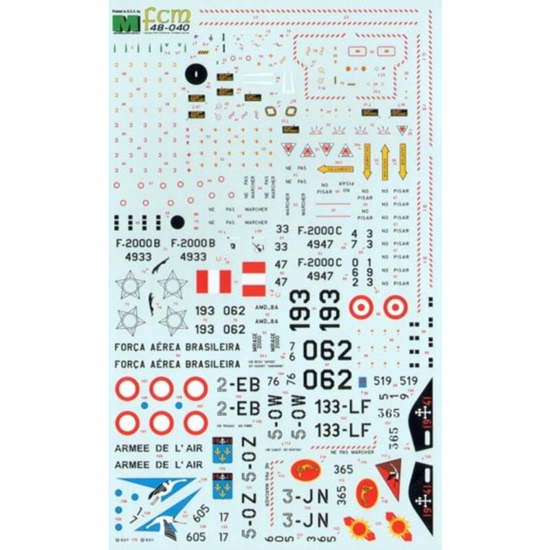 Dassault Mirage 2000B, C, 5F, D, N (9) C 4647 and D; 4933 FAB Brasil AF 2007; 5-OZ EC 2/005; 5F 2-EB EC 1/003 Cigognes 2010; B 5