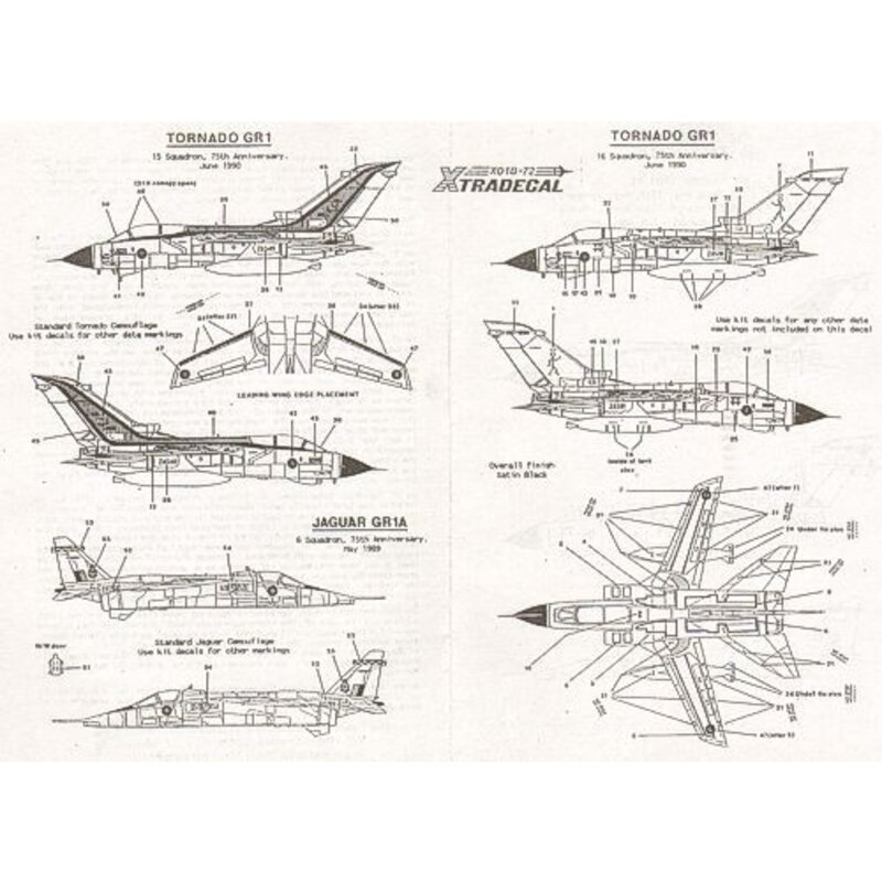 RAF Update 1990 #1 (3) Panavia Tornado GR.1 ZA591 16 Sqn 75th Anniversary black aircraft with large Saint on fin; ZA549 15 Sqn