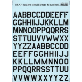 Decal USAF modern stencil letters and numbers. Black 