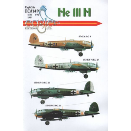 Decal Heinkel He 111H. - S7 + ZA - Er 111H - Stab / StG 3 - 1H + BP - Er 111H-6 - 6./KG 26 - 1H + GP - Er 111H-6 - 6./KG 26 - 1G