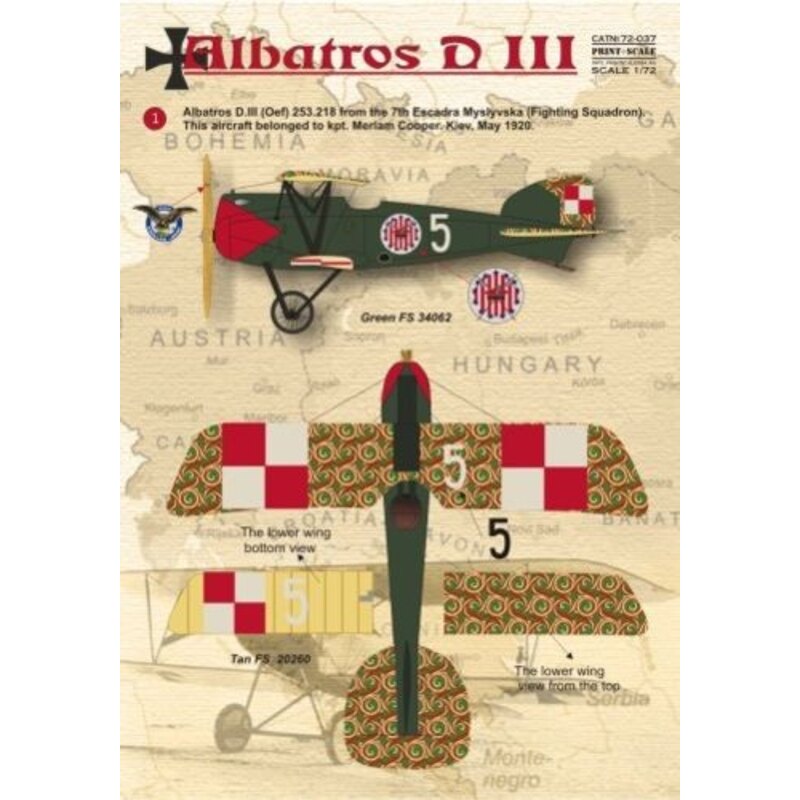 Albatros D.III. Albatros D.lll (Def) 253,218 from the 7th escadra Myslyvska (Fighting Sguadron) . This aircraft belonged to Kpt.