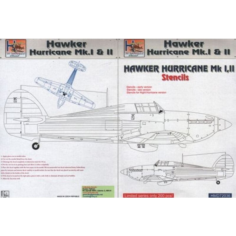 Hawker Hurricane Mk. I / Mk.II Schablonen 1/72 - H-D72036 Modell Decals