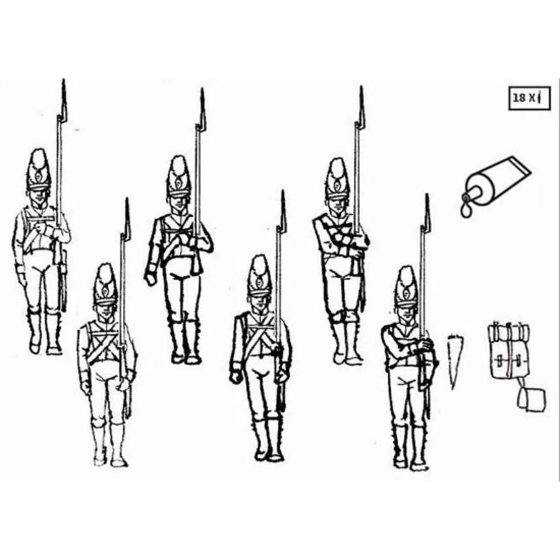 Bayerische Infanterie marschierend. 18 Figuren pro Schachtel