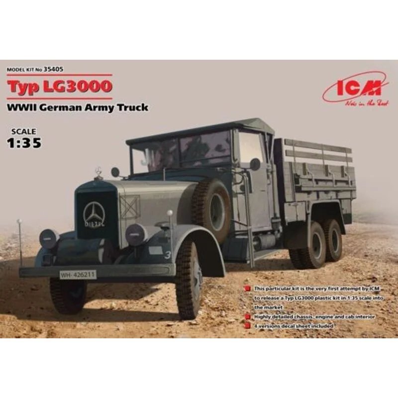 Typ LG3000 , WWII German Army Truck . Gummi- Räder , einfache Montage , detaillierte Anleitung