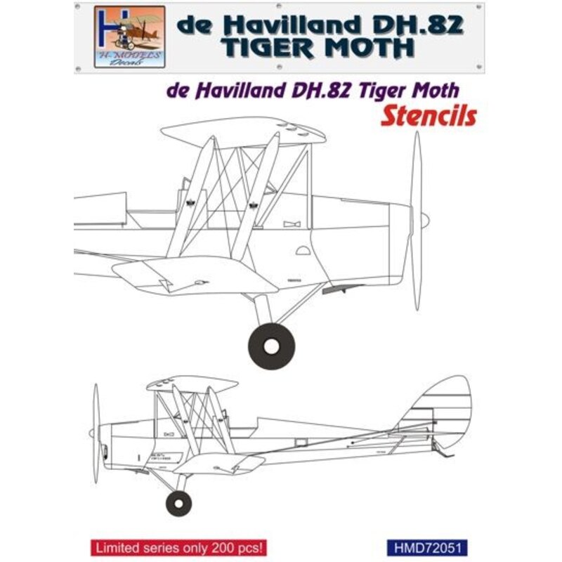 de Havilland Tiger Moth DH.82 stencilssets für 4 a / c