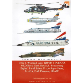 Decal Westland Lynx, MLD/RNethNavy/'Soesterberg Eagles', McDonnell F-4E Phantom, North-American F-86F, North-American F-100, Con