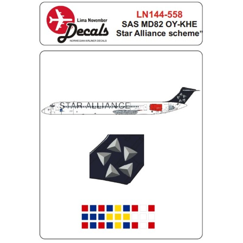 McDonnell-Douglas MD-82 SAS OY-KHE in Star Alliance cs (designed to be used with Minicraft kits)