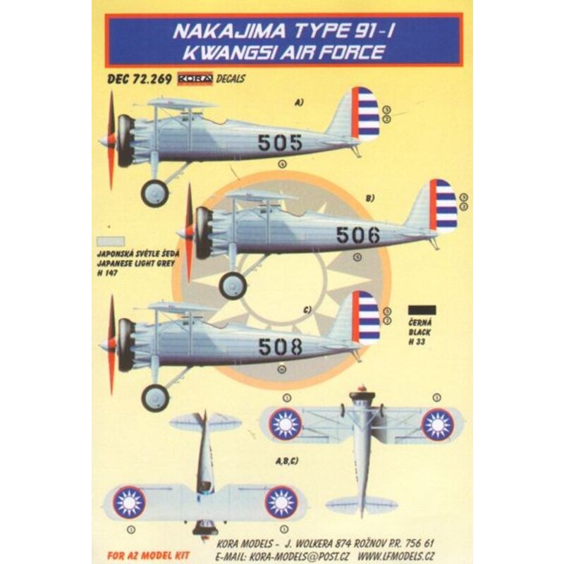 Nakajima Typ 91-1 ( Kwangsi Air Force ) ( entwickelt, um mit Az Modellbausätze verwendet werden )