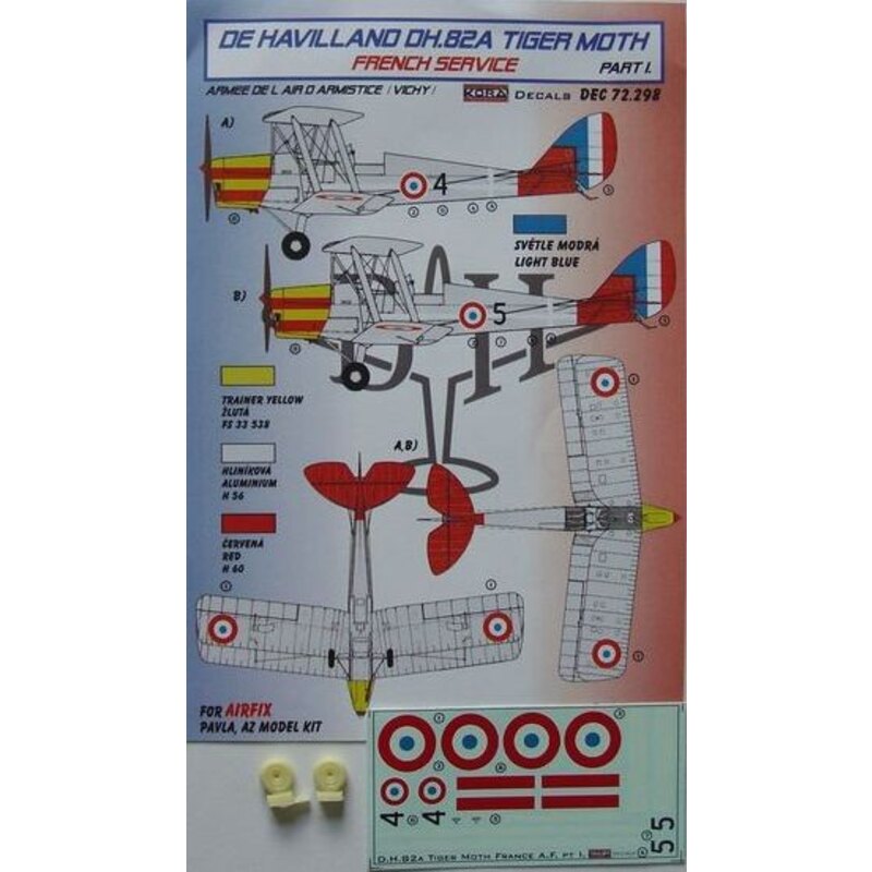 de Havilland Tiger Moth DH.82A Französisch Service (entworfen, um mit Airfix bewirtschaften, Pavla Models und AZ Modellbausätze)