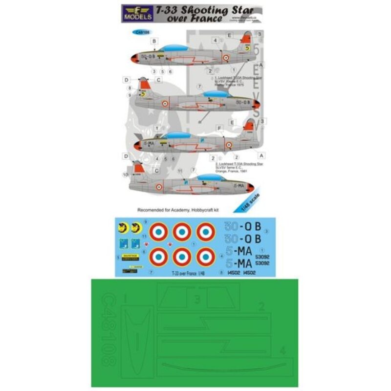 T-33 Shooting Star über Frankreich (so konzipiert, dass die Landwirtschaft mit Academy und Hobbycraft-Kits)