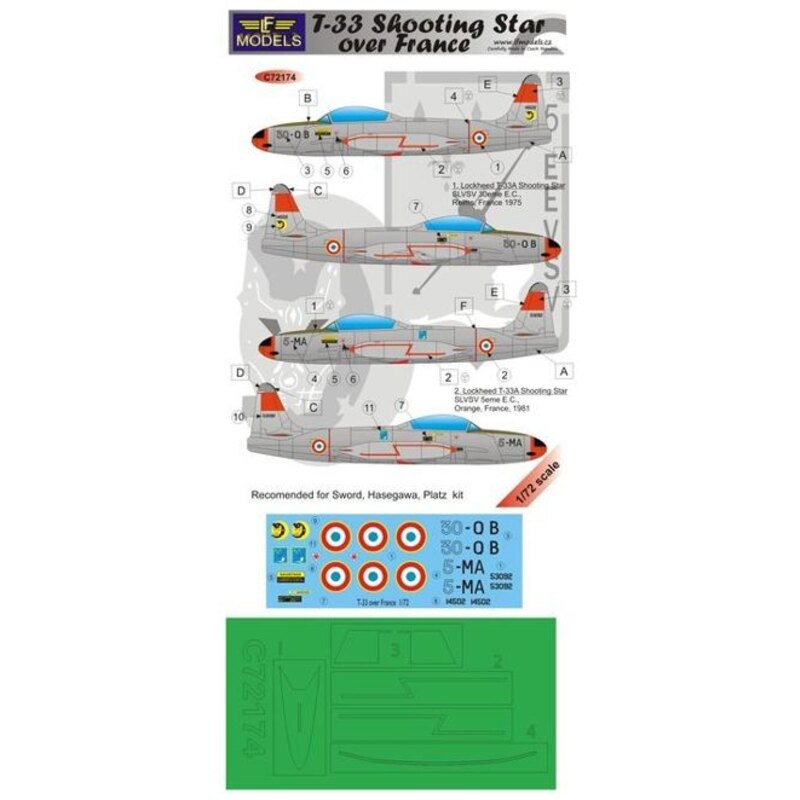 T-33 Shooting Star über Frankreich (so konzipiert, dass die Landwirtschaft mit Schwert, Platz und Hasegawa Kits)
