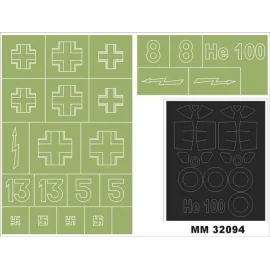 Heinkel He 100 2 Baldachin Masken (innen und außen) + 2 Insignien Masken (so konzipiert, dass die Landwirtschaft mit Special Hob