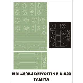 Dewoitine D.520 2 Baldachin Masken (innen und außen) + 2 Insignien Masken (entworfen, um mit Tamiya bewirtschaften Kits) 