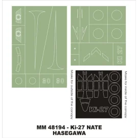 Nakajima Ki-27 Nate 2 Baldachin Masken (innen und außen) + 2 Insignien Masken (entworfen, um mit Hasegawa bewirtschaften Kits)