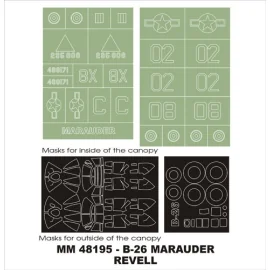 Martin B-26B / B-26G Marauder Martin 2 Baldachin Masken (innen und außen) + 2 Insignien Masken (so konzipiert, dass die Landwirt