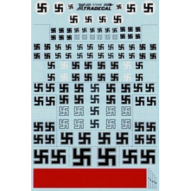 Decal Luftwaffe Swastikas. Various styles including solid outline and stencil in white black and grey. Also includes pre-war sty