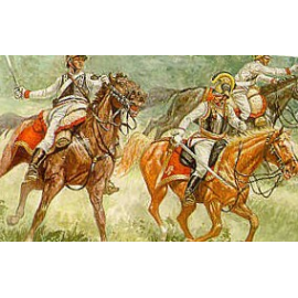 Napoleonische österreichische Kürassiere. 12 zu Pferde Figuren mit Helmen und Vorderkürassen nur. HAT Industrie