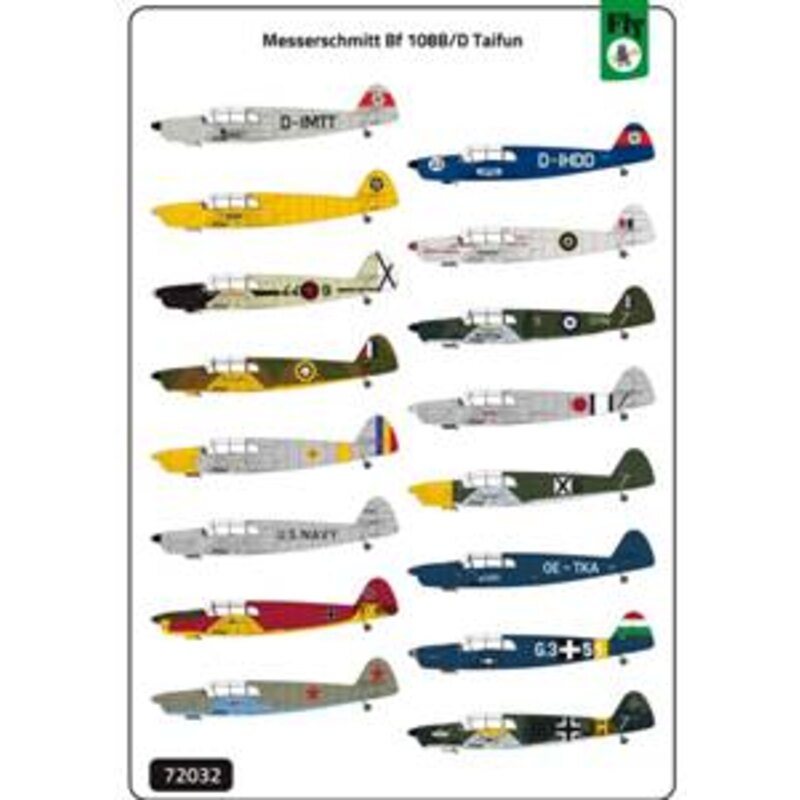 Messerschmitt Bf 108B / D Taifun DOUBLE KIT mit (16 Systeme einschließlich RAF, Luftwaffe, US Navy, Russland, Ungarn, Tschechien