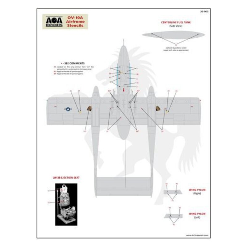 Nordamerikanischen / Rockwell OV-10A Bronco Airframe Stencils - USN / USMC Grün / Grau & Insgesamt Grau OV-10A Broncos [OV-10A /