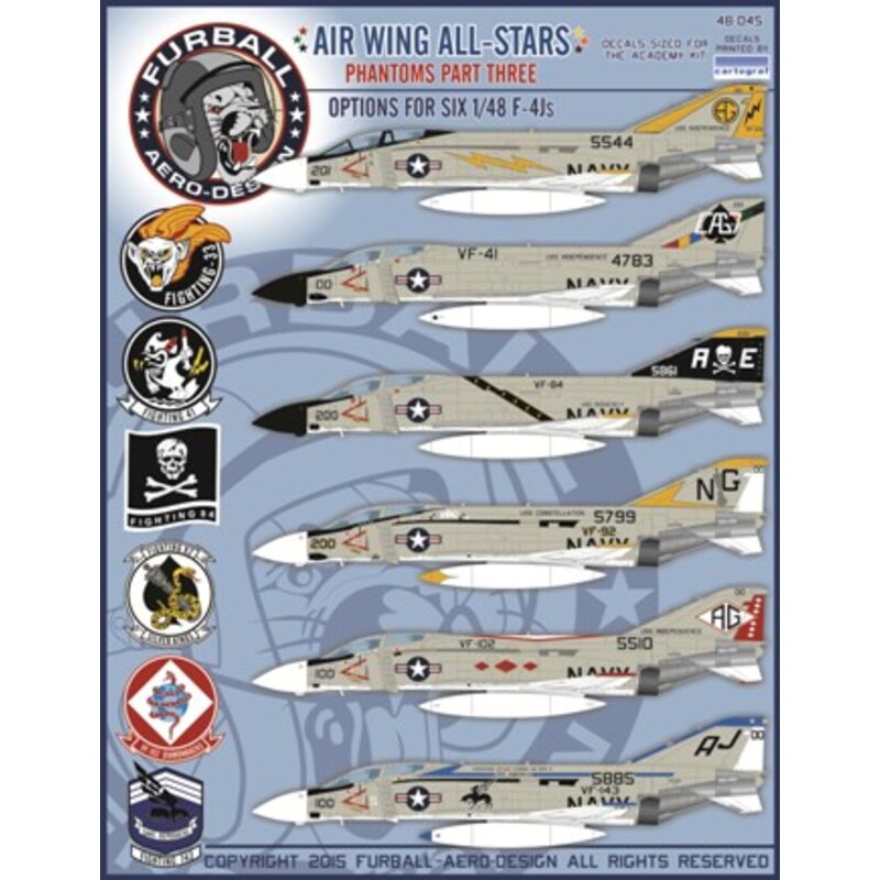 Airwing All-Stars: McDonnell Phantoms Teil 3 hat Optionen für sechs 1/48 F-4J Flugzeuge, die alle in der attraktiven Gull Grau ü