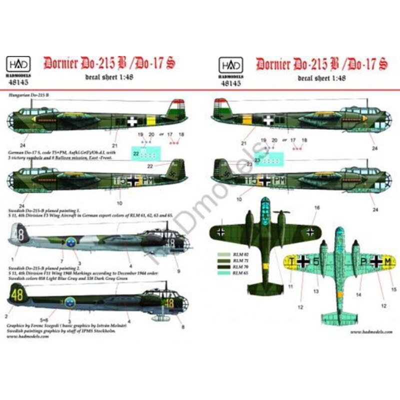 Dornier Do 215B-4 / Do 17S (Ungarisch, Schwedisch, Deutsch)