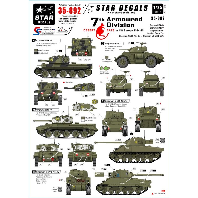 7. Panzerdivision - Desert Rats in Nordwesteuropa. 7. Panzerdivision in Nordwesteuropa 1944-1945. Sherman Hybrid, Firefly IC, Fi