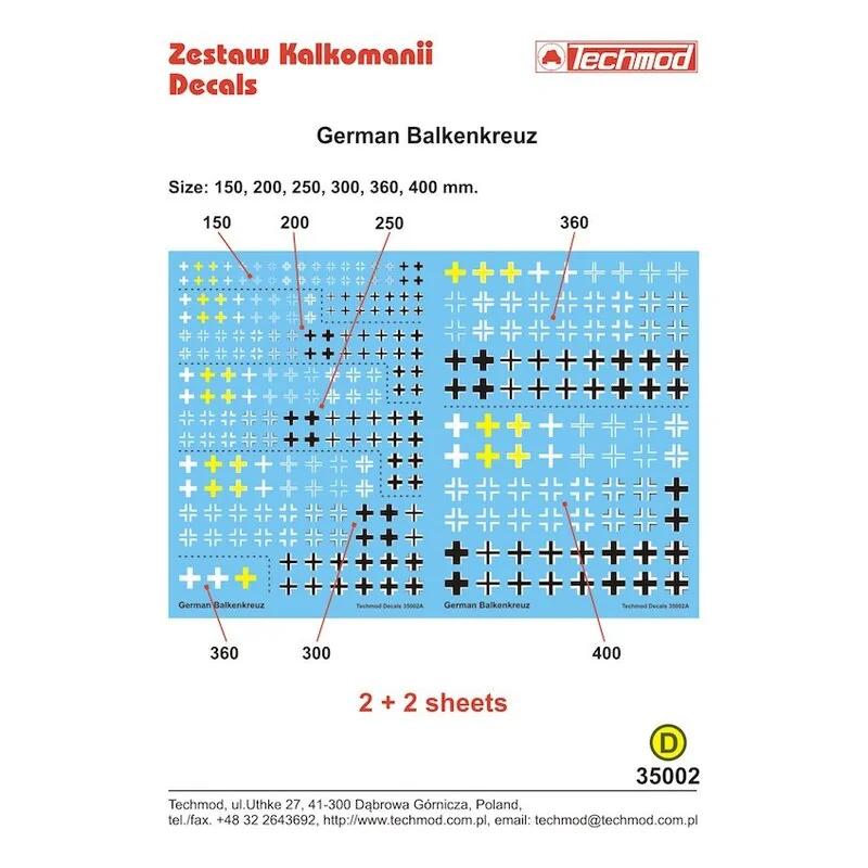 Deutsch Balkenkreuz verschiedenen Größen 150mm 200mm 250mm 300mm 360mm 400mm