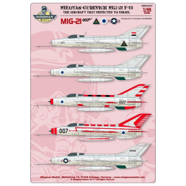 Decal Mikojan MiG-21 F-13 007 Defector nach Israel. Das Flugzeug, das nach Israel Defected. Entworfen für den Maßstab 1:48 Trump