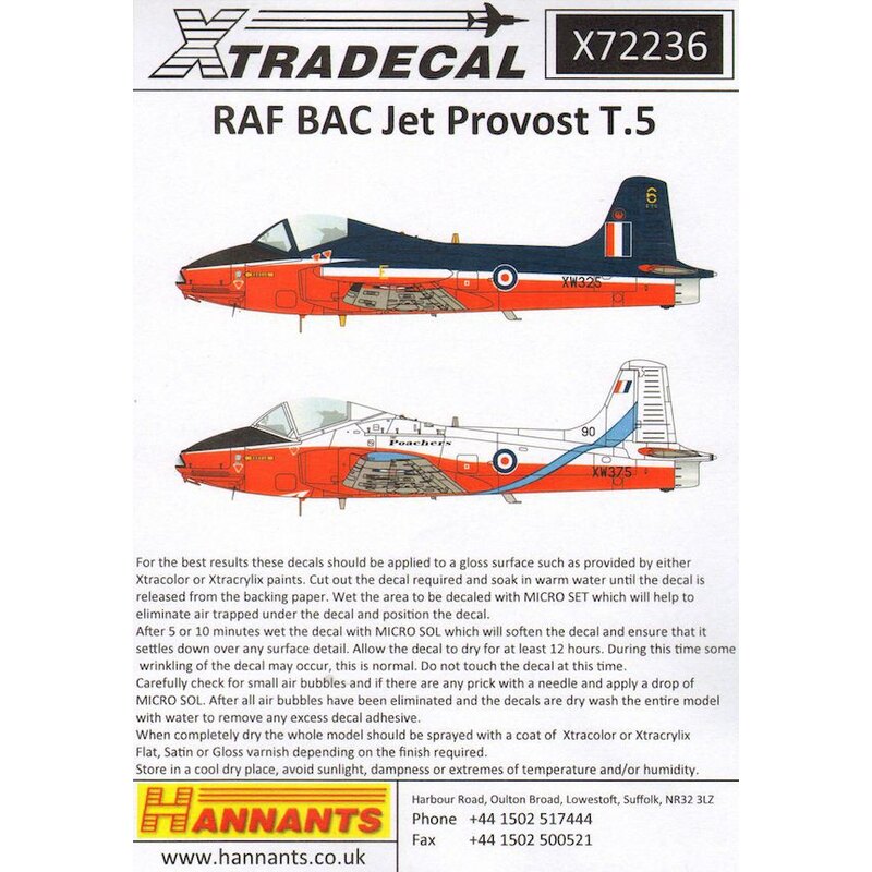 Decal BAC Jet Provost T.Mk.5 RAF (11) 5 Display Teams, Linton Blades, Zwillinge Paar, Die Schwerter, die Wilderer und Red Pelica