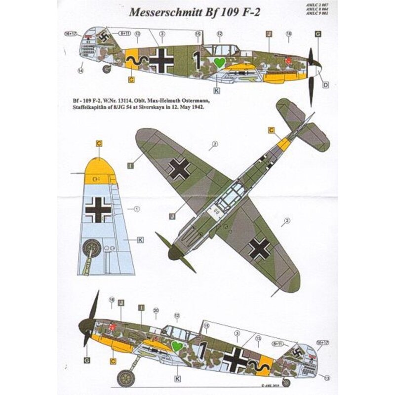 Messerschmitt Bf 109F-2 Oblt H Oestermann and H Jurgen (this set does not include a canopy paint mask)